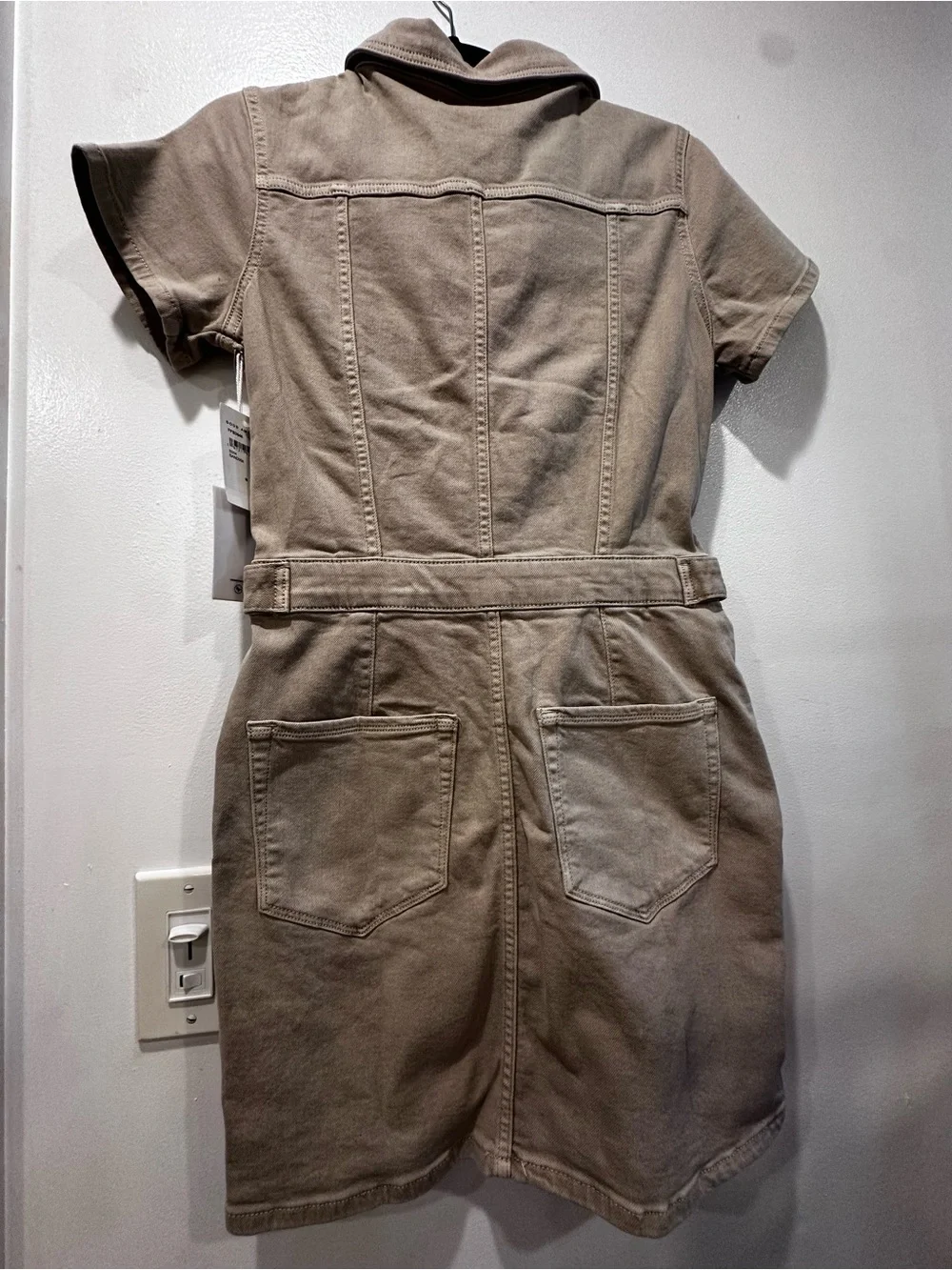 Good American Girl' Utility Shirt Dress in Taupe